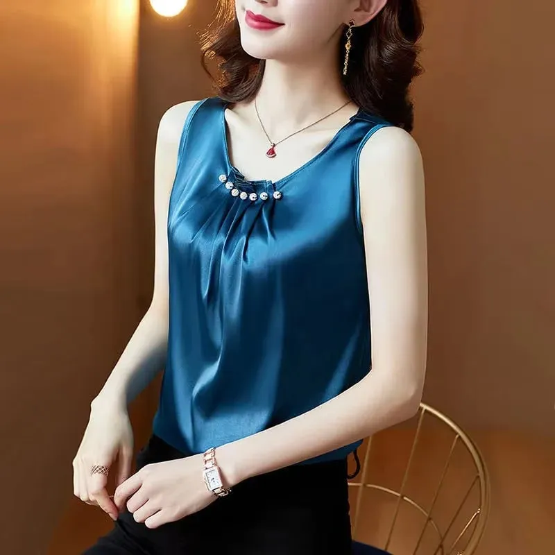 Ice Silk Women Summer Tanks Camis Vest Fashion Casual Sleeveless Ladies Street Tanks Tops Tees Hotsweet