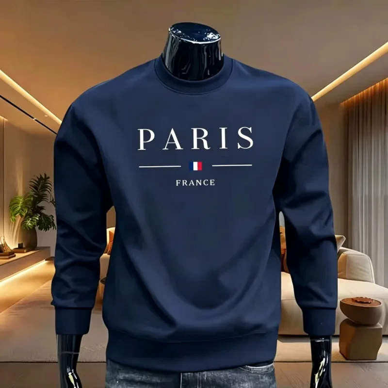 O-Neck Casual Mens Sweatshirts Printing Tops Outdoors Sports Jogging Mens Clothing Versatile Pullover Daily Street Sportswear