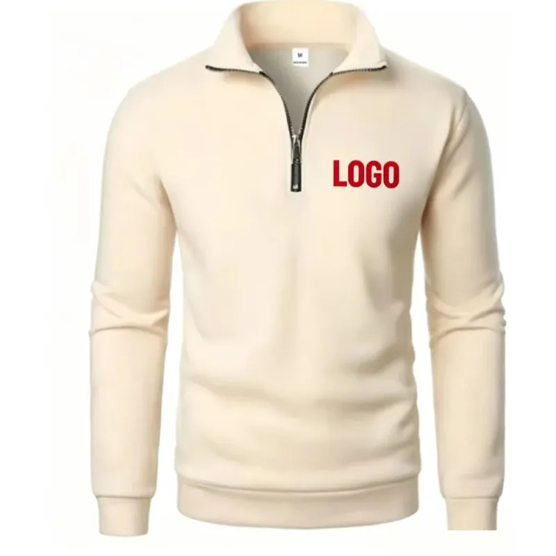 Free customization of men's spring and autumn new casual half-chain stand-up collar cardigan the trend of simple and loose over