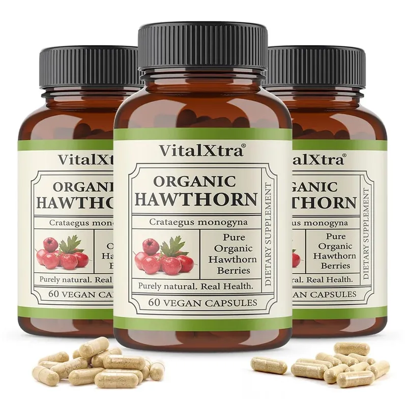 Organic Hawthorn Berry Capsules - Heart Health - Extra Strength 980mg Per Serving Vegan Non-GMO
