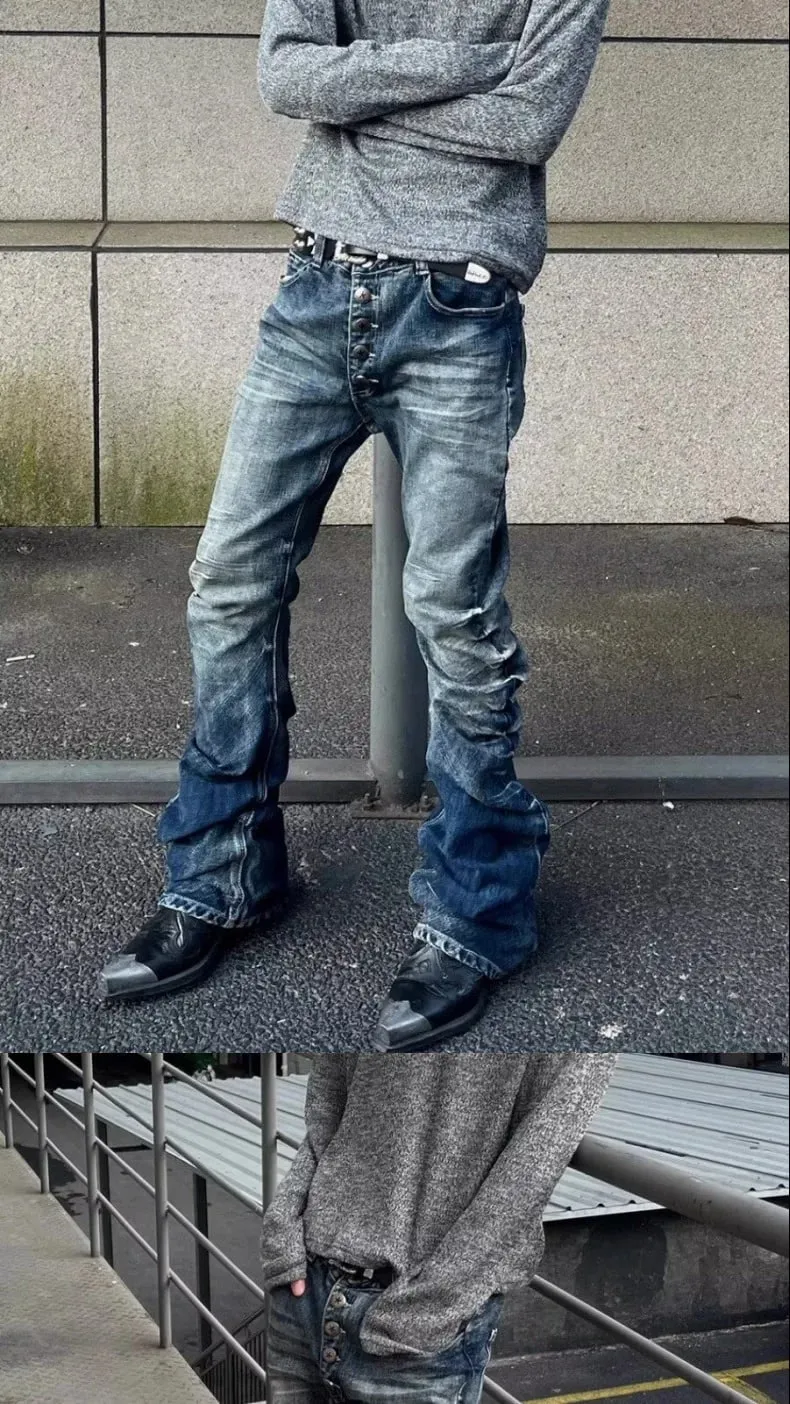 European American New Fashion Men's Slim Casual Trendy Simple Basic Denim Trousers Male Daily High Street Jeans Pants Clothes