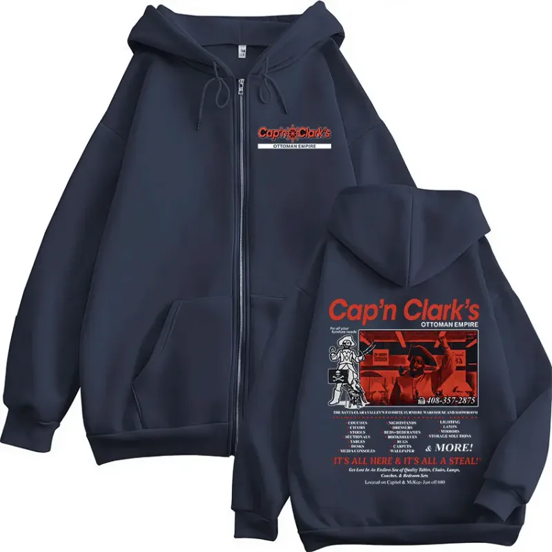 Horror Movie Backrooms Cap'n Clark's Ottoman Empire Pirate Zipper Hoodies Men's Casual Long Sleeves Zip Up Sweatshirts Jackets