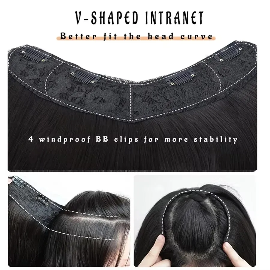 Synthetic Wig Women's Traceless Invisible U-shaped Long Straight Hair Natural Extension Wig for Daily Party Halloween Christmas