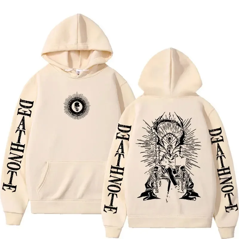 Y2K Anime Death Note Hoodies Yagami Light L·Lawliet Gothic Sweatshirt Men Women Clothing Fashion Long Sleeve Pullovers Streetwea