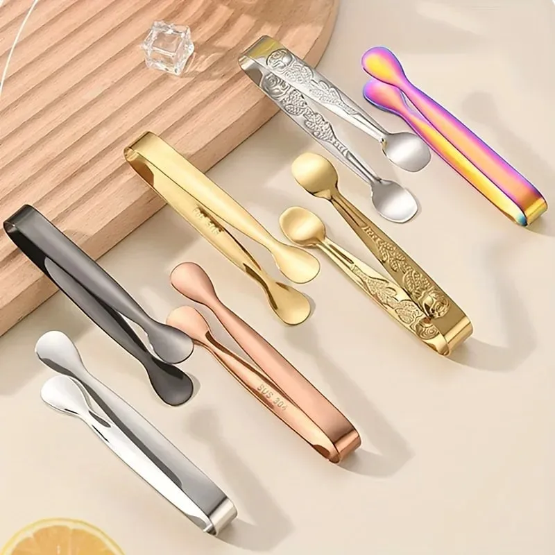 304 Stainless Steel Ice Tongs Sugar Cube Tongs Thickened 11cm Burr-free Food Tongs Towel Tongs Ice Tongs Ice Bucket Tongs