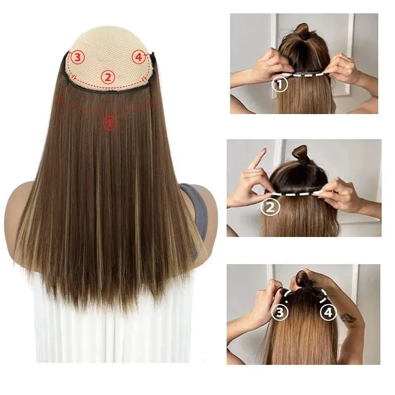 14Inch Synthetic 4Pcs/set Clips in Hair Extensions Straight Hairstyle Brown Blonde Hairpieces Heat Resistant Hair For Women