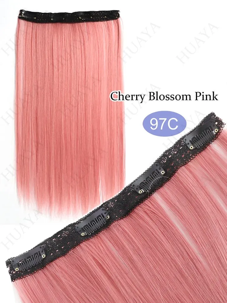 SyntheticColored Hair Extensions 20Inch Cosplay Hairpiece Straight One Piece With 4Clips In Hair Extensions for Women Halloween