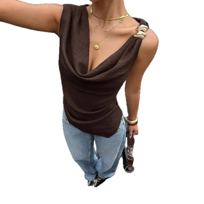 2026 New Women's Summer Tank Top with Metallic Accents