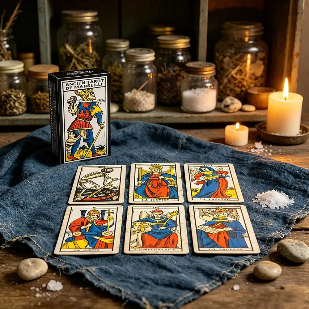 French Ver. Ancien Tarot De Marseille Deck Vintage Divination Tarot Deck Fortune Telling Board Game Cards Game for Beginner