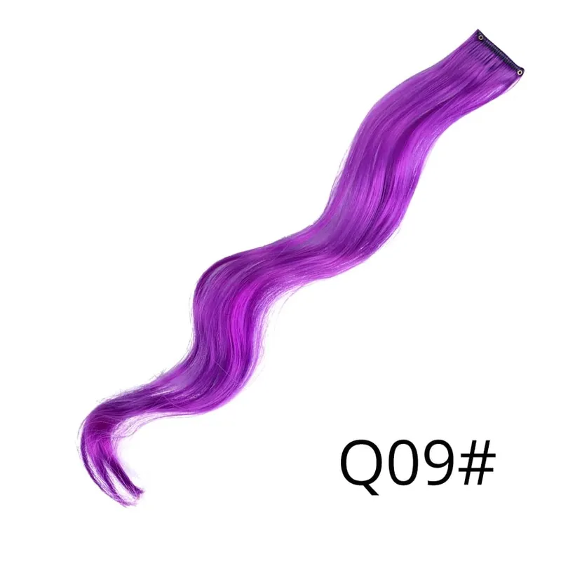 Synthetic Clip In One Pieces Raiinbow Hair Extension Straight Synthetic na Piraso ng Buhok 18" Mahabang Ombre na Buhok Pink Lila Pulang Asul