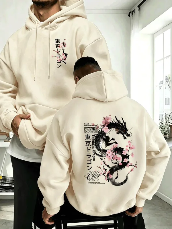 Japanese Tokyo Sword Cherry Blossom Printing Men'S Hoody Autumn Loose Hoodies Casual Fleece Sportswear Comfortable Pullovers
