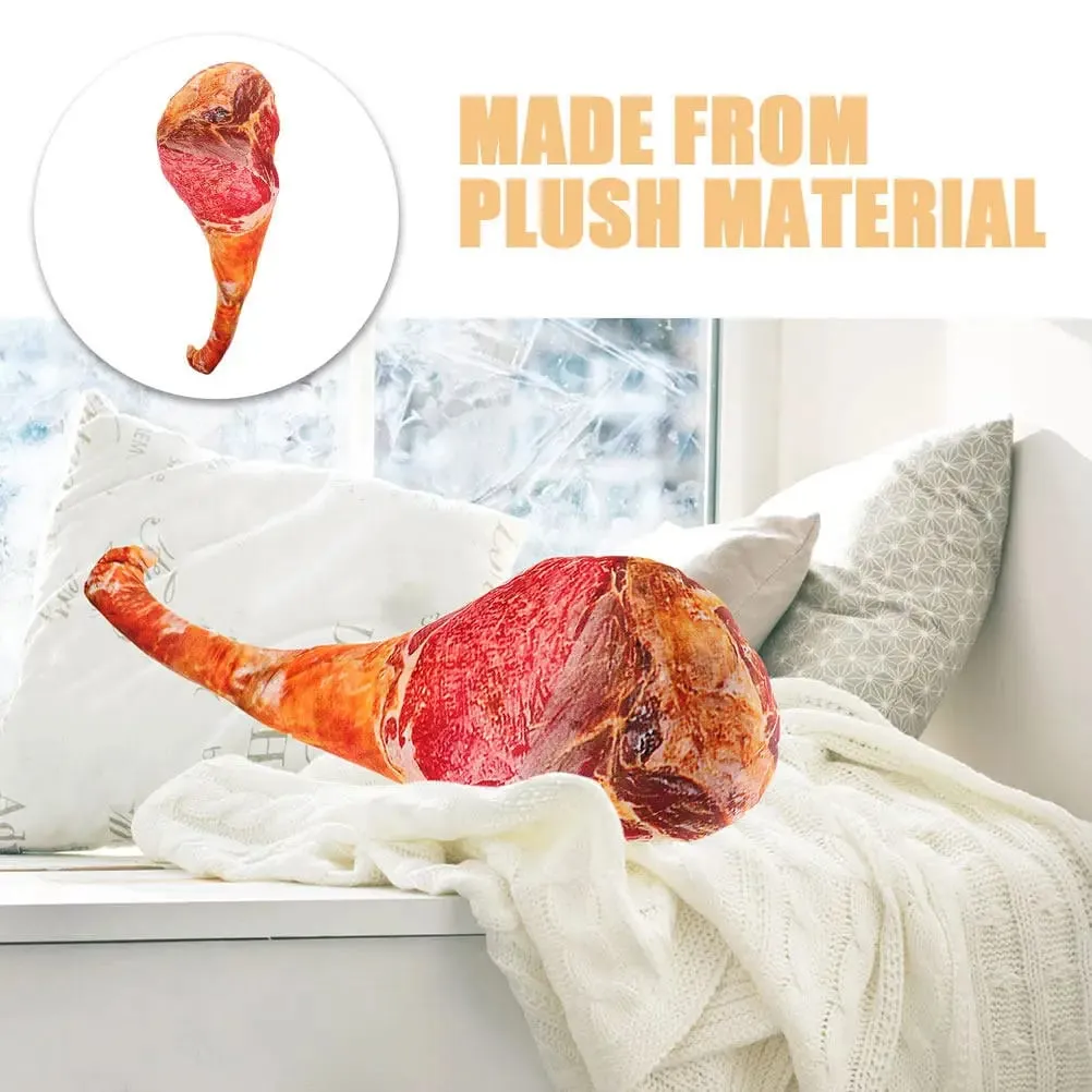 3D Ham Design Pillow Comfortable Cushion for Living Room Bedroom Nap Funny Decorative Meat Shape Throw
