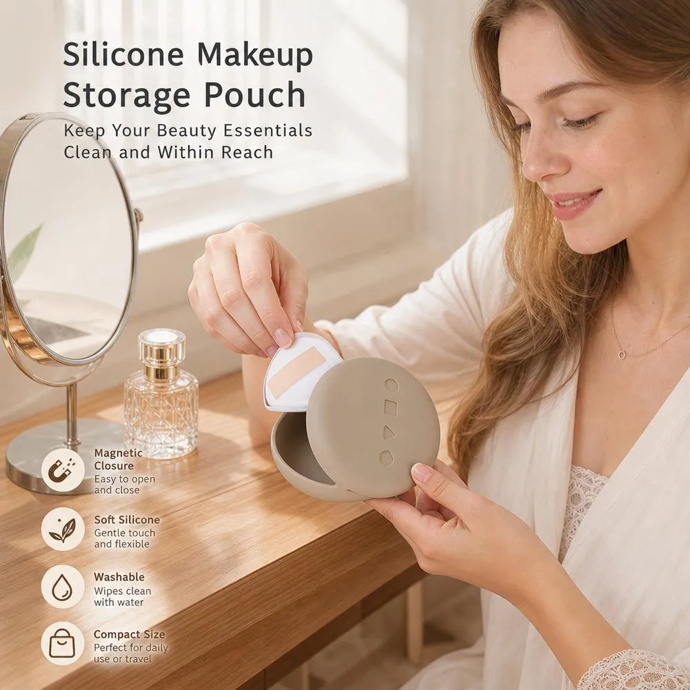 Silicone Cosmetic Brushes Storage Bag Travel Makeup Brush Holder Makeup Sponge Case Portable Makeup Tools Organizer