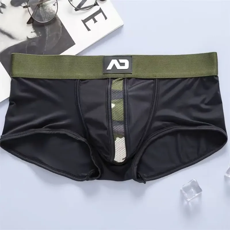 2026New men's personalized ice silk U convex low waist mesh breathable briefs, underwear fashion M388