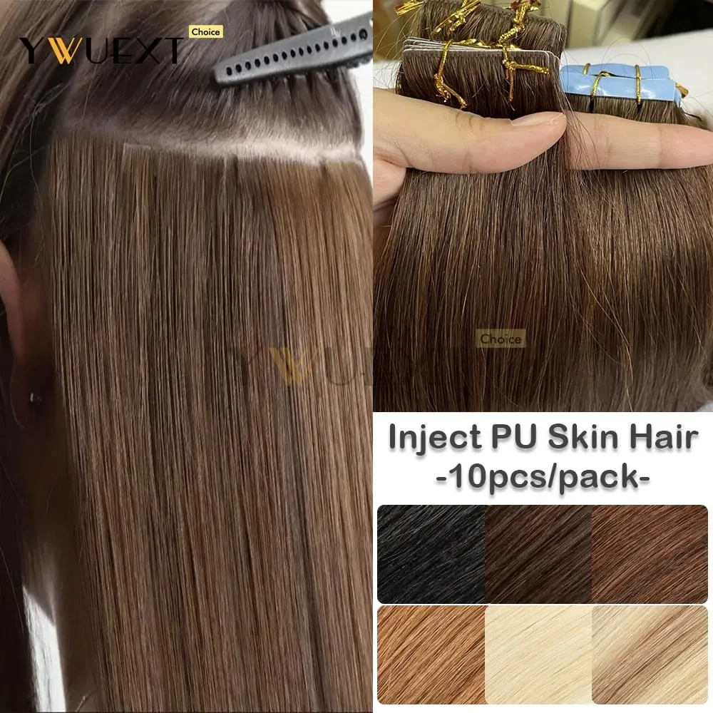 Invisible Tape in Human Hair Extensions PU Skin Weft Hair 12-20 inches Natural Straight Seamless Tape Human Hair 10pcs/pack