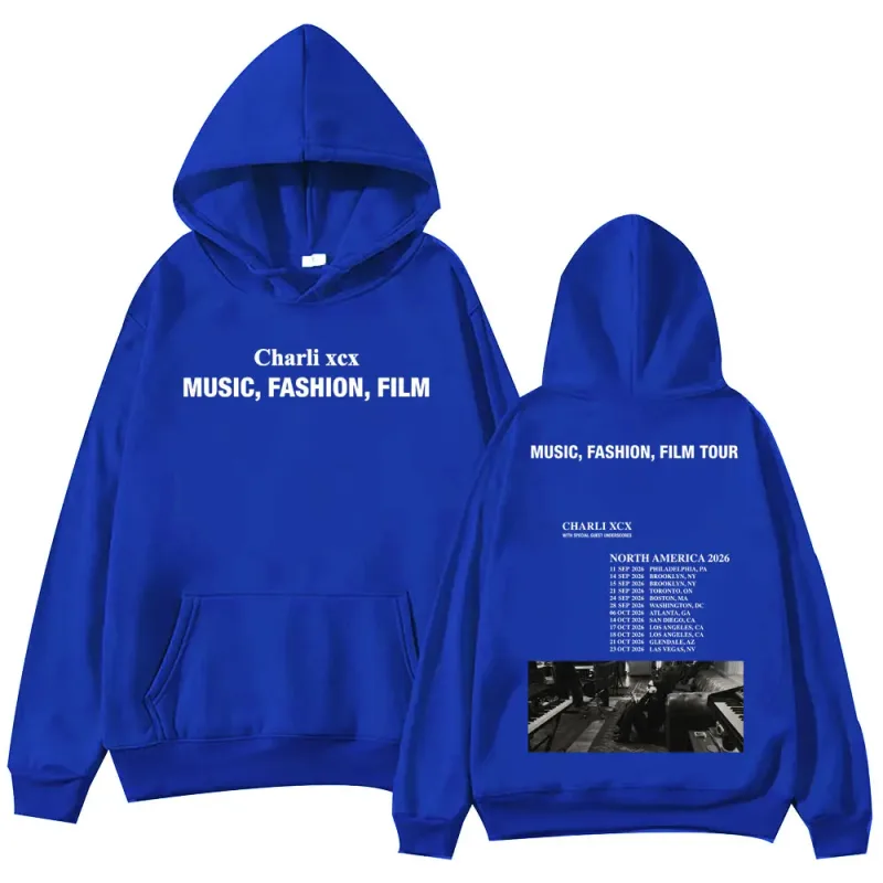 Singer Charli Xcx Music Fashion Film Tour 2026 Hoodies Men Women Rock Punk Sweatshirts High Quality Fleece Oversized Pullovers