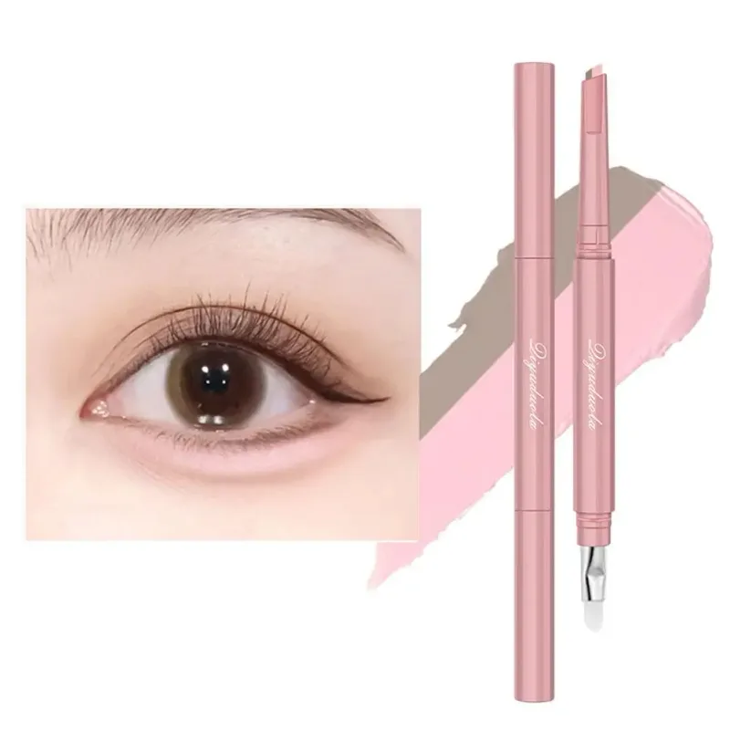 Two Tone Aegyo Sal Stick 1PC Portable Dual Ended Contour Highlighter Pencil Micro Fiber Brush For Eye Makeup
