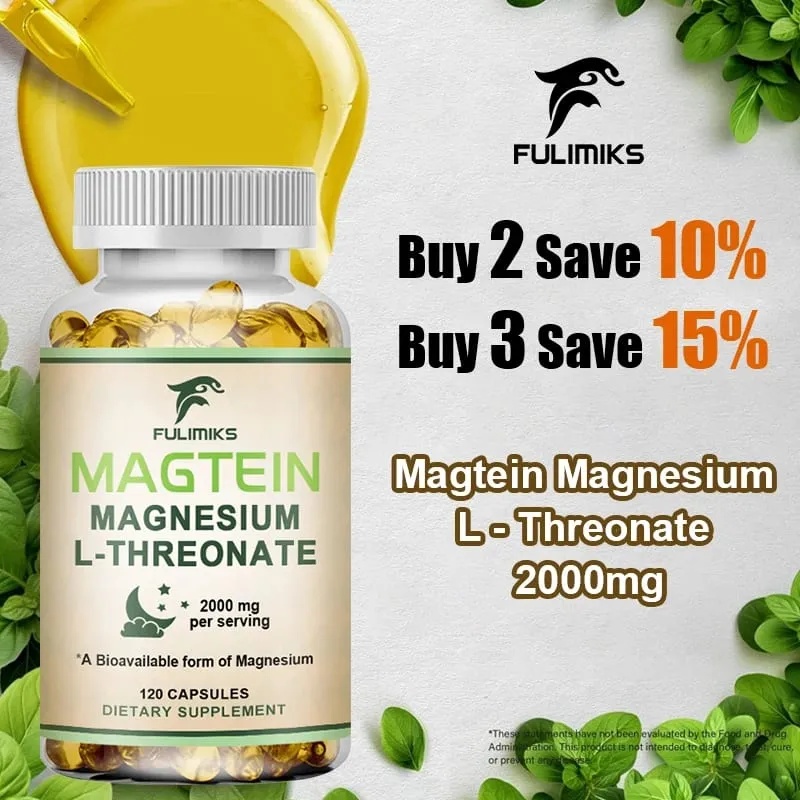 Magnesium L-Threonate Supplement with Magtein Supports Short & Long-Term Memory Cognitive Health Focus Bone & Joint Health