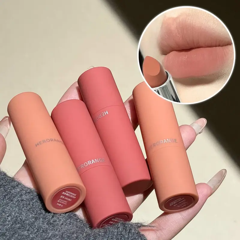 Batom Herorange Sheer Matte Textura macia, não seca, longa duração, à prova de transferência, tons naturais para todos os tons de pele