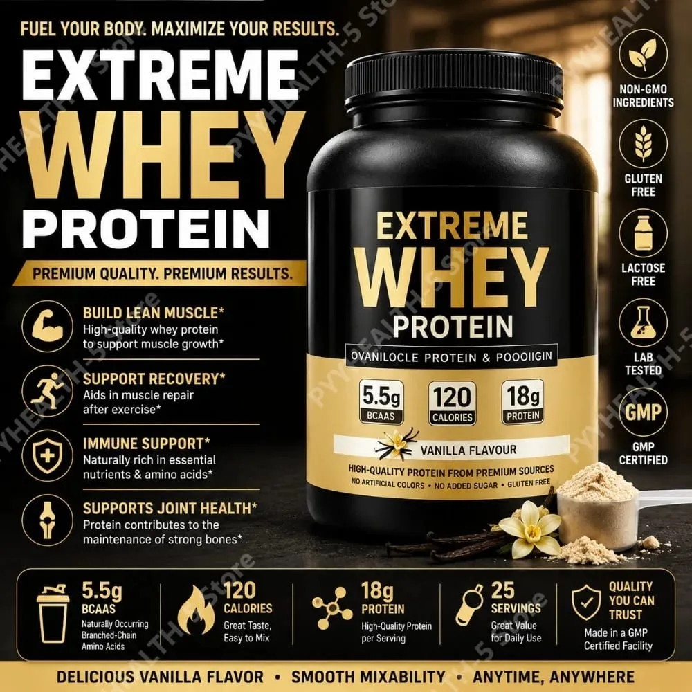 Vanilla Whey Protein Powder 2.2lb 18g Protein 33 Servings Fitness Nutrition Daily Protein Support for Adults