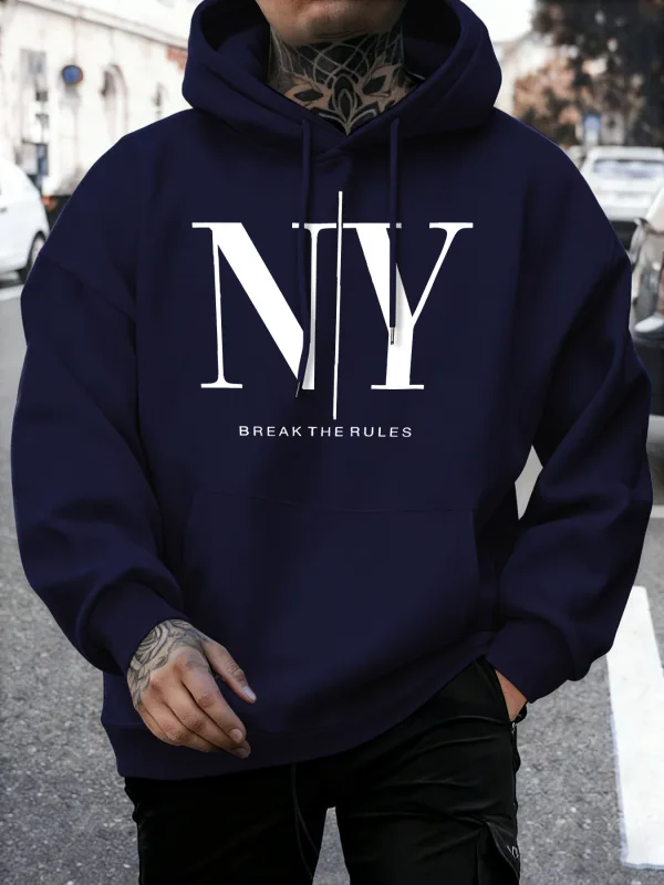 Break The Rules Yes No Prints Autumn Fleece Sweatshirts Men'S Soft Jogging Hoodie Street Comfy Pullovers Sport Loose Sportswears