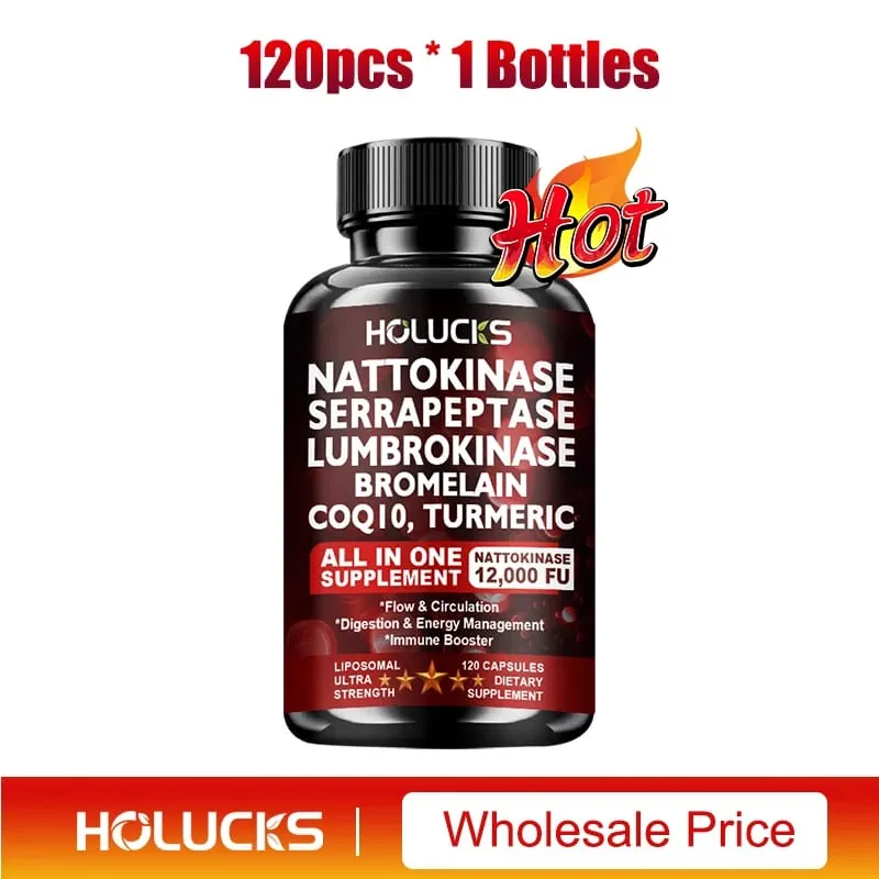 Nattokinase Supplement Supports Blood Flow Heart Health & Healthy Circulation Digestive Aid Boosts Cellular Energy