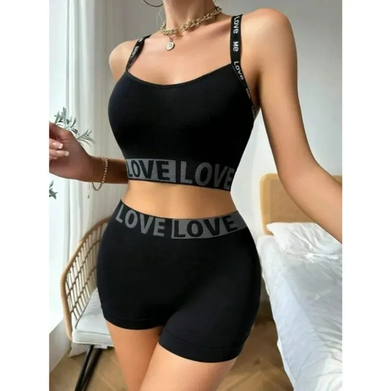 Women's Alphabet Sportswear Lingerie Set Camisole Vest Beautiful Back Outdoor Fitness Suit Women's Bra Set