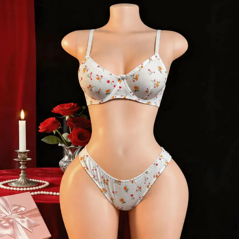 European and American Fashion Lovely Floral Women Bra Set with Underwire Soft Comfortable Daily Wear Lingerie for Females
