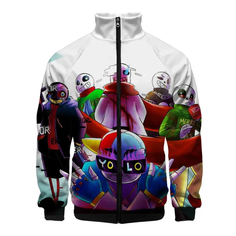 Luxury Popular Sans Undertale 3D Print Zipper Raglan Jacket Windbreaker Boys/Girls Comfortable Stand Collar Jackets Coats