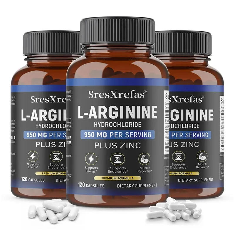 Men's L-Arginine 950mg Capsules - Supports Blood Circulation Workout Endurance & Muscle Growth Mercury for Adult 120 Capsules