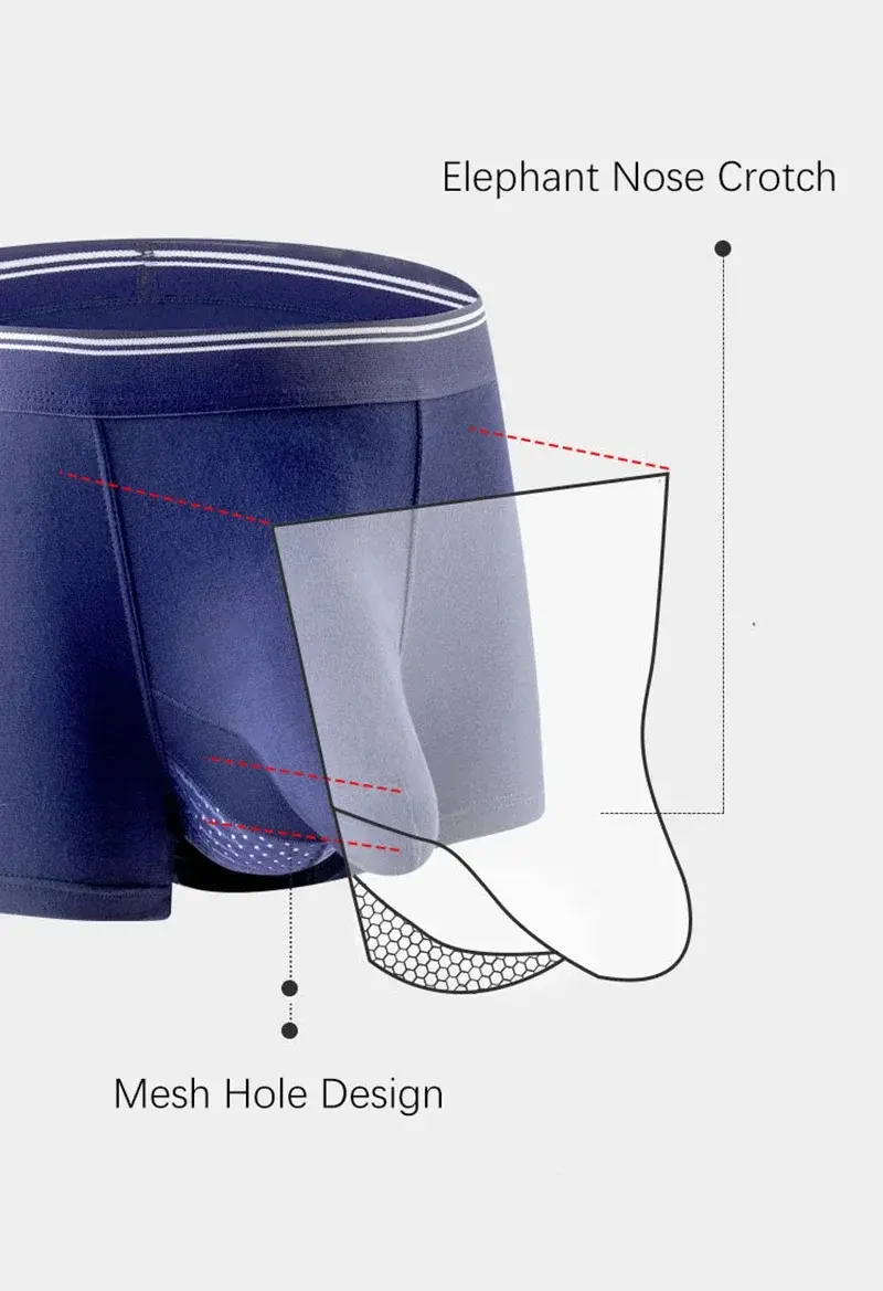 Plus Size Men's Sexy Separate Penis Pocket Boxer Shorts Breathable Men Underwear Panties Modal Mens Elephant Nose Underpants