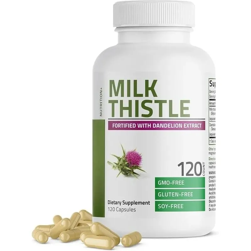 Milk Thistle Silymarin Marianum & Dandelion Extract Liver Health Support Antioxidant Support Detox 120Count Non-GMO Gluten Free