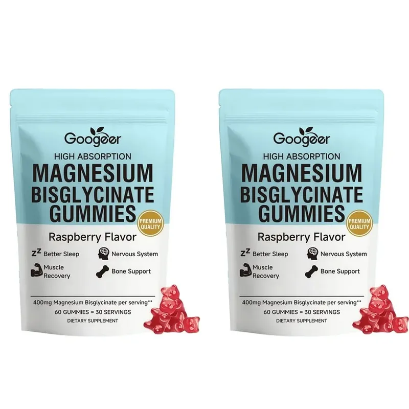 Magnesium Bisglycinate Gummies for Bone Muscle Sleep Support Nervous System Wellness with Vitamin D3 and Zinc 60 Gummies