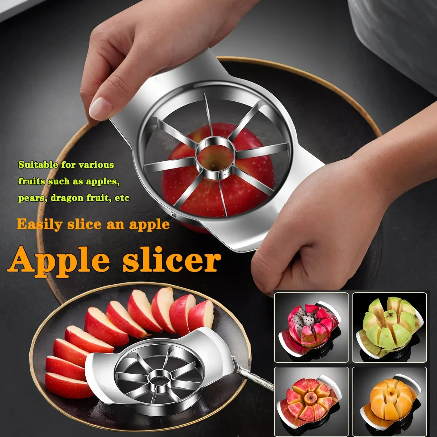 1pc Stainless Steel Slicer and Peeler Set for Apples Oranges and More - Easy-to-Use Kitchen Gadget Fruit Slicing Tool