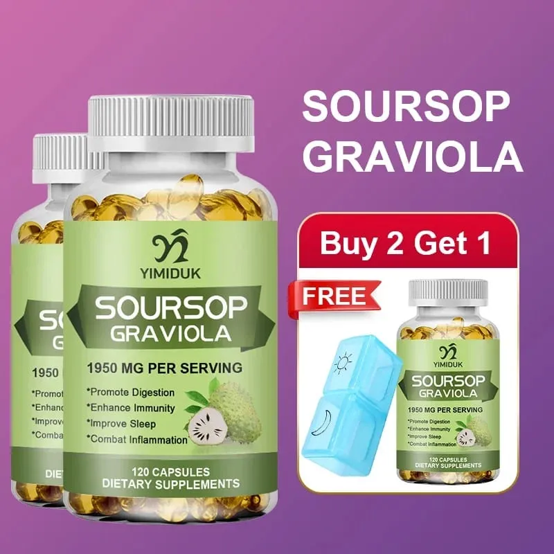 Soursop Graviola 1950mg Capsules Supports Healthy Immune System Digestion Better Sleep & Natural Antioxidant Activity