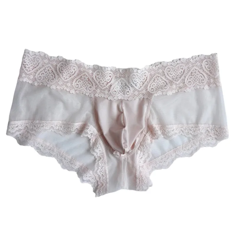 Heren Ijs Zijde Kanten Rand Dunne Naadloze Slips Glanzend 3D Zakje Lichtgewicht Ondergoed Slipje Comfortabele Dagelijkse Lingerie