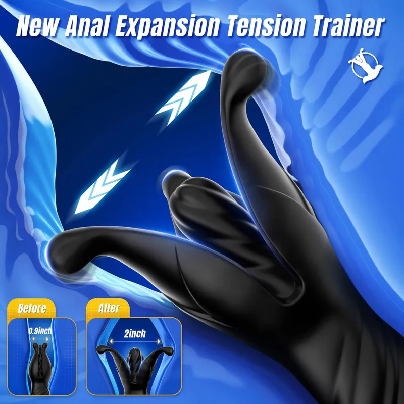 Prostate Massager Anal Vibrator Male Sex Toys for Men Anal Plug 9 Tension Shock Flapping Thrusting Vibrating Butt Plug Sex Toy