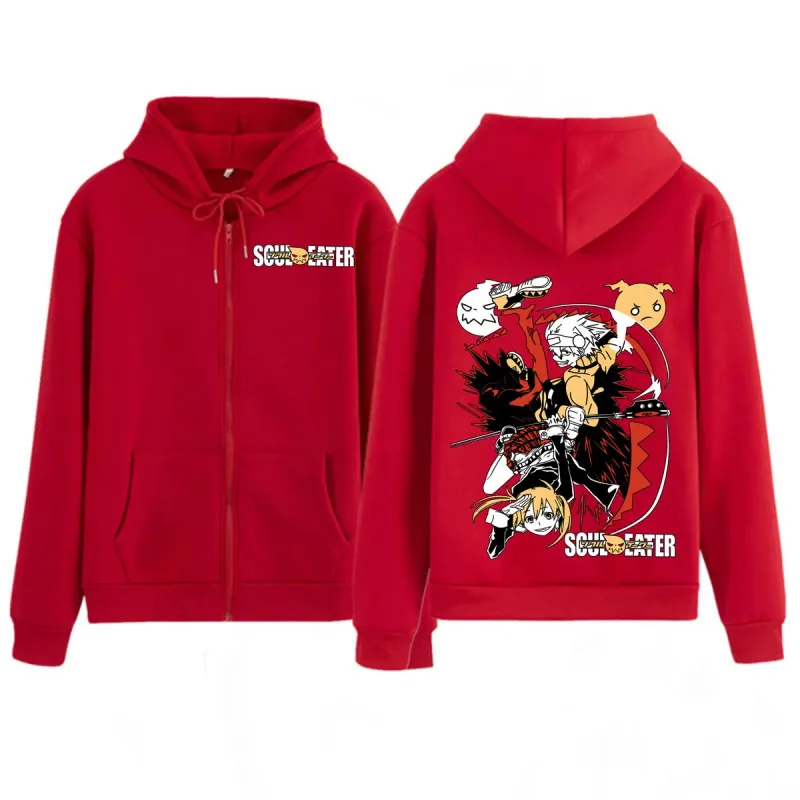 Anime Soul Eater MAKA ALBARN Zipper Hoodies Funny Men's Women Clothing Fashion Oversized Clothes Casual Long Sleeve Streetwears