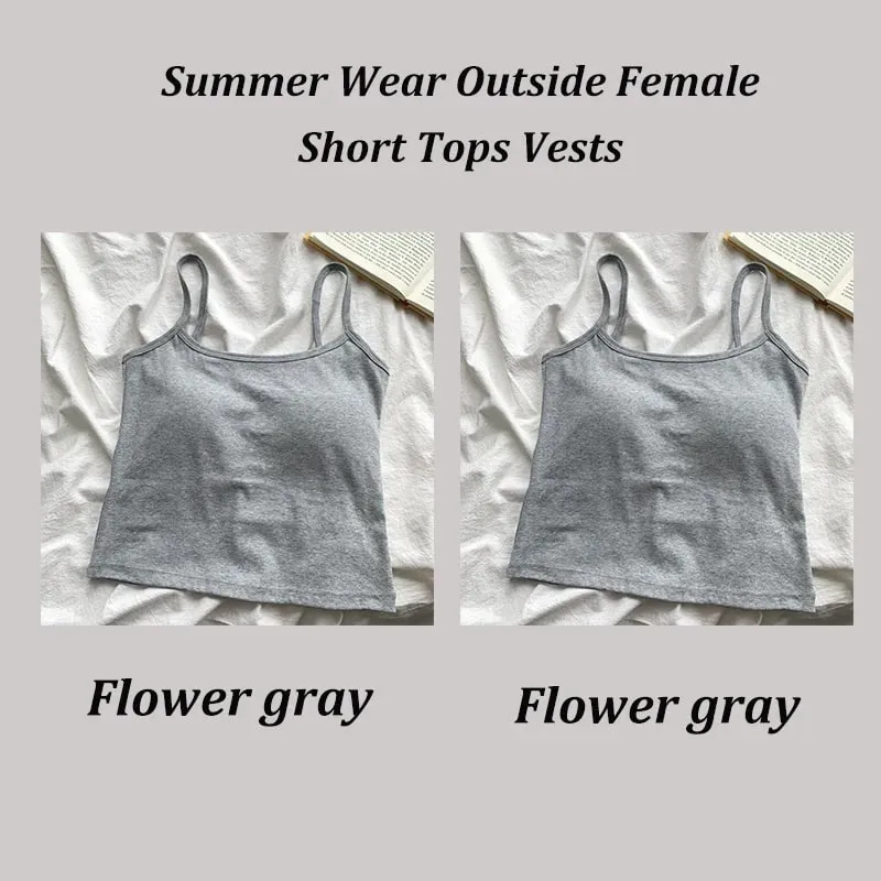 2PCS/SET Women's Basic Cotton Camisole madam Solid Color Spaghetti Straps Sleeveless Slim Vests Breathable Short Sleeveless Tops