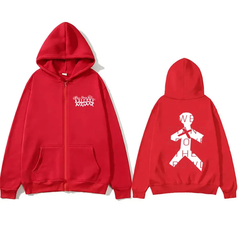 Rock Band Three Days Grace We Stand Above The Crowd Zipper Hoodie Men Women Oversized Zip Up Hoodies Male Fashion Jacket Coat
