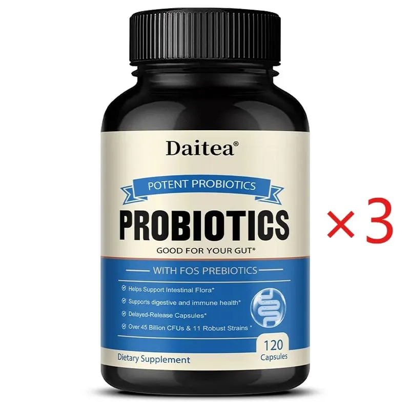 Probiotics 45 Bilion CFUs with Prebiotics Supports Immune Gut Health for Women & Men - 120 Capsules