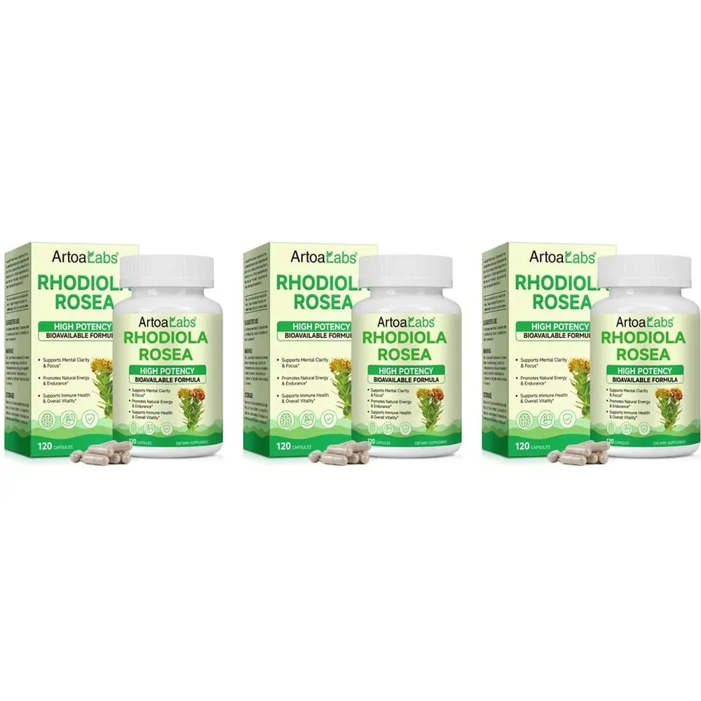 ArtoaLabs Rhodiola Rosea 500mg Capsules High Potency Supports Mental Clarity Focus Natural Energy Endurance 120 Vegan Capsules