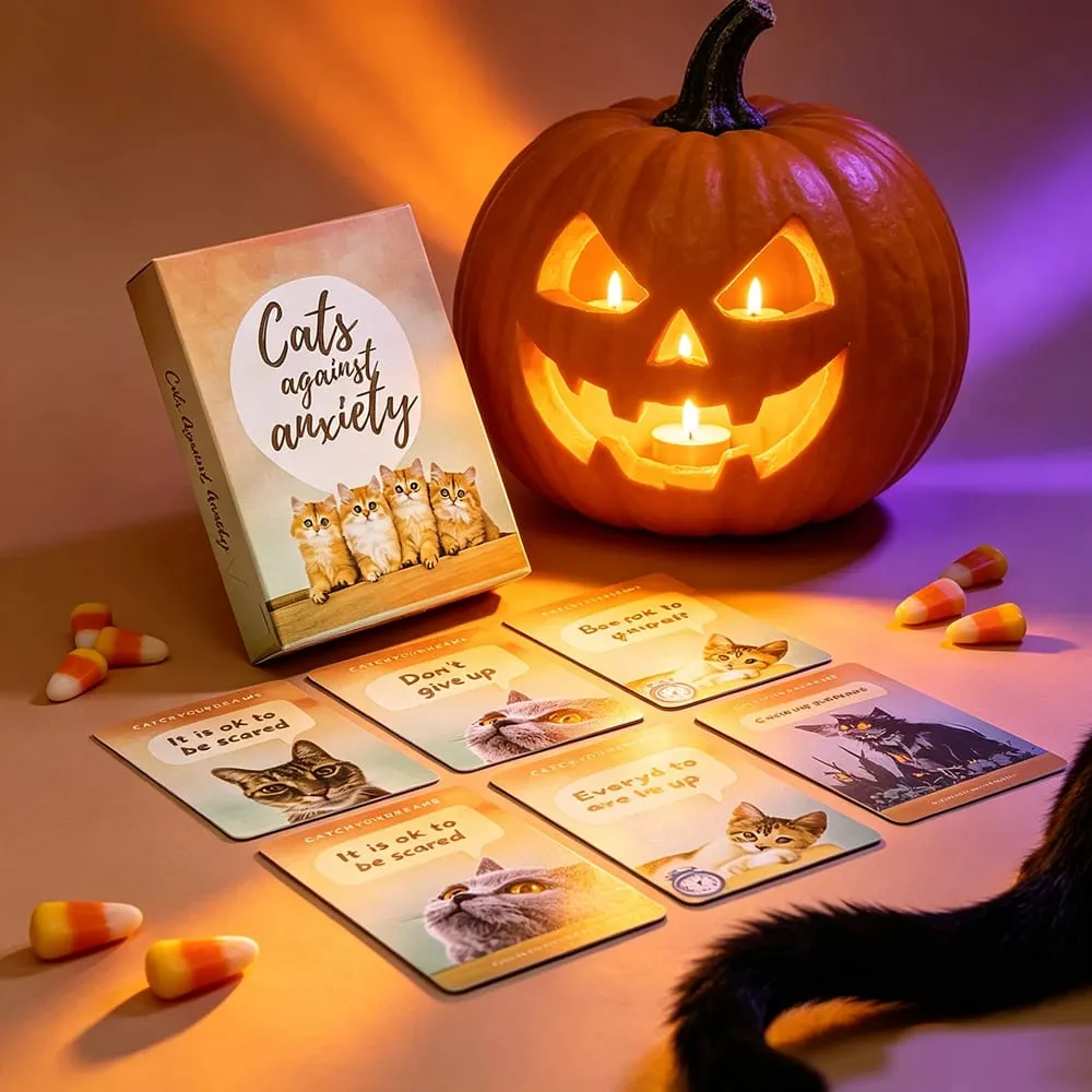Cats Against Anxiety Oracle Cards 50 Cards Cute Kitten Oracle Cards Meditation Divination Oracle Cards Gift for Cat Lovers