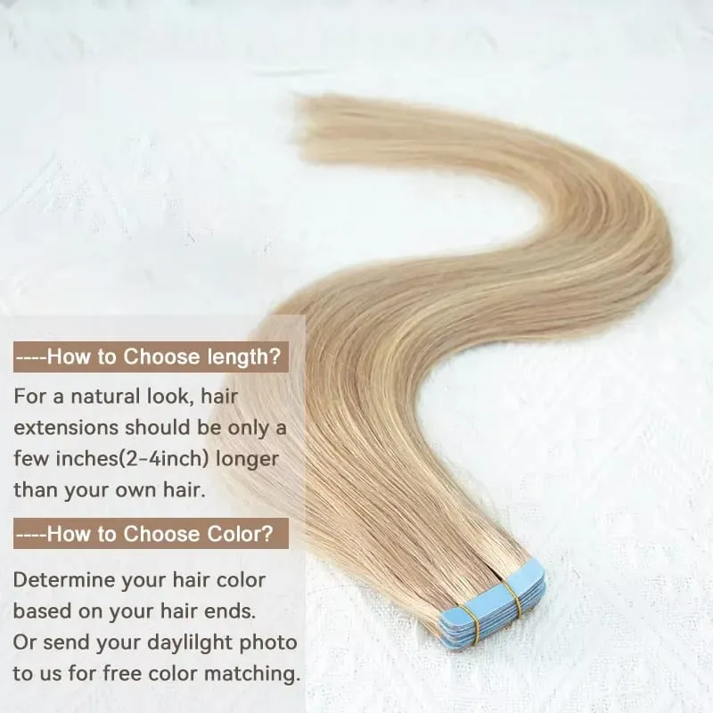 Tape in Hair Extensions Human Hair 12-20 Inch 30g 20pcs Skin Weft Seamless Tape in Real Remy Straight Hair for Women Daily Use