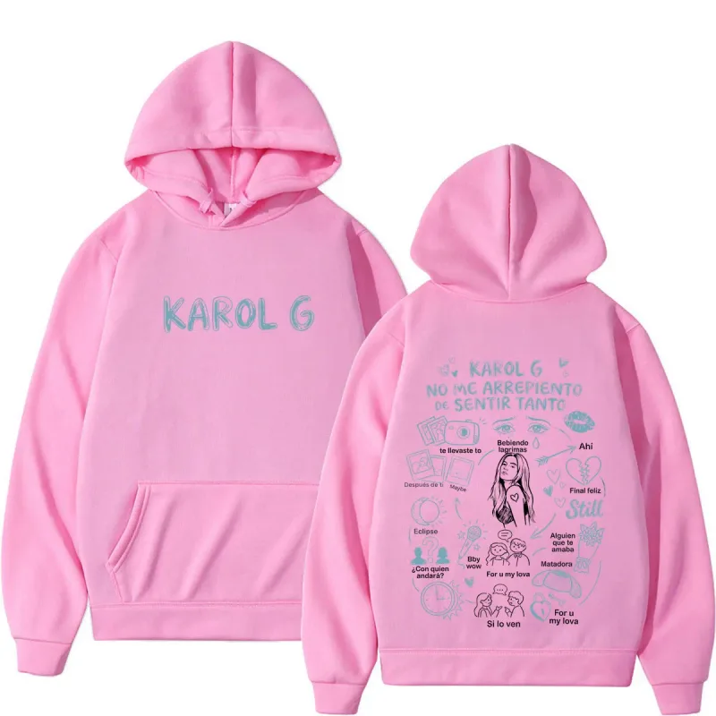 Karol G Album No Me Arrepiento De Sentir Tanto 2026 Print Hoodie Men Women Fashion Casual Pullover Long Sleeves Loose Hoodies