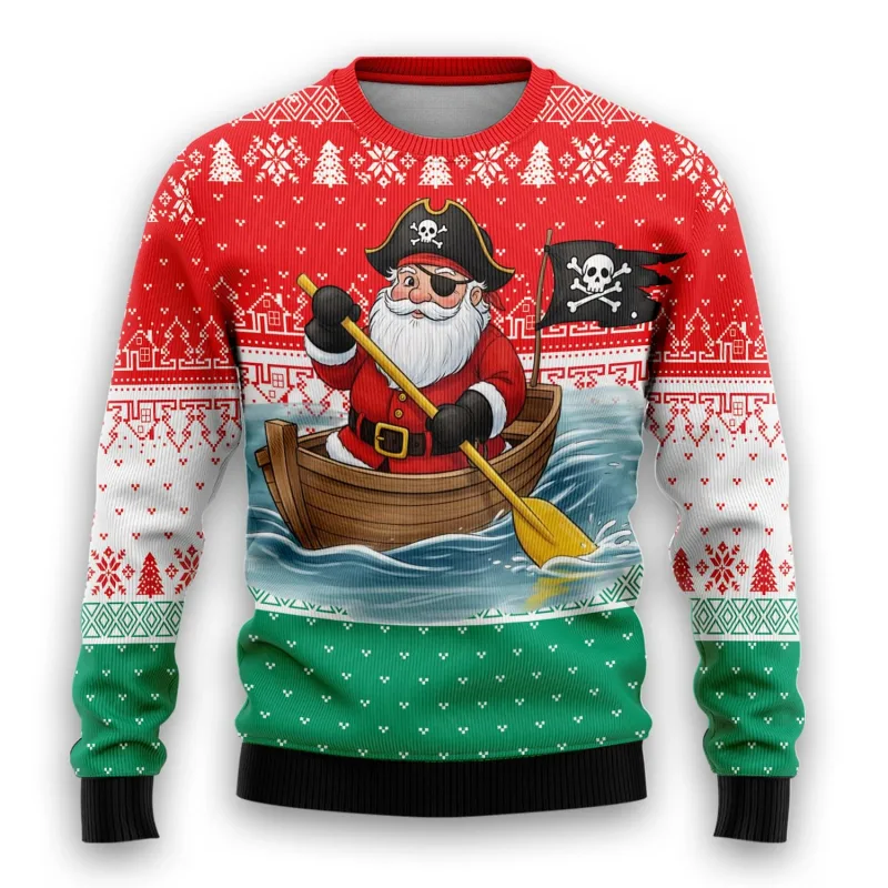 Pirate Santa Claus Graphic Ugly Christmas Sweater 2026 New Skull Graphic Sweatshirts Funny Design Pullovers Man Jumper Sweaters
