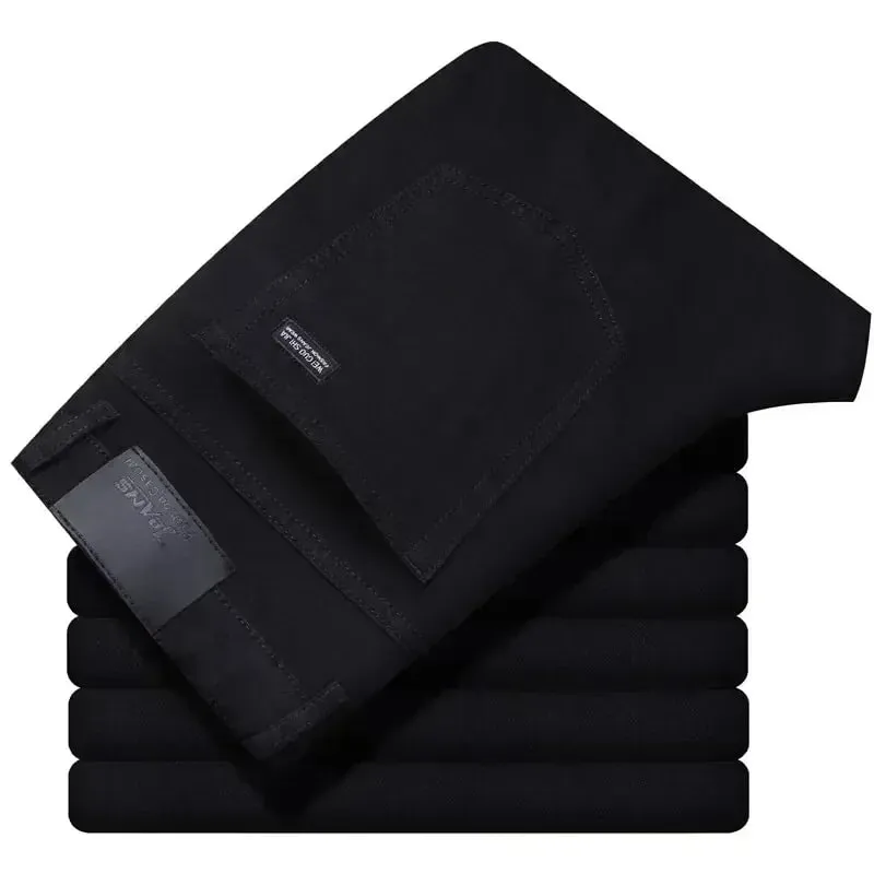 2026 Top Brand Four Season Men's High Quality Jeans Business Casual High Waist Washed Jeans Trousers Denim Pants