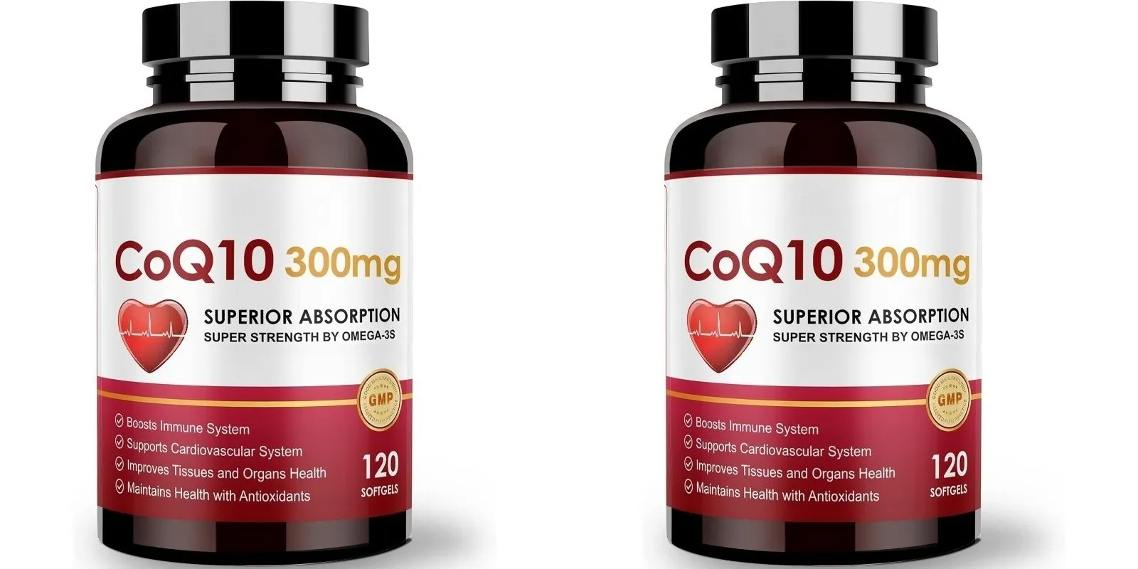 CoQ10 300mg Softgels with PQQ Omega-3 Coenzyme Q10 High Absorption Antioxidant Daily Energy Support Non-GMO 120 Count Adults