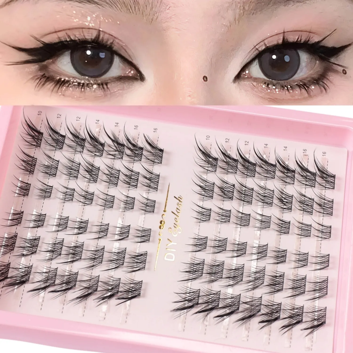 Fox Eye Effect Fluffy False Eyelashes Reusable DIY Segmented Thick Winged Lash Extension Daily Use