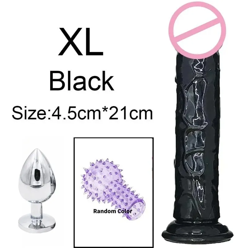 6 Sizes Realistic Dildos Adult Sex Toys For Man Women 18 Metal Anal Plug Clear Penis Butt Plug Anus Masturbation Stimulator Dick